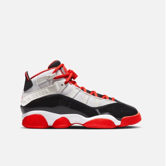 Jordan Kids' 6 Rings Black, Reddish Orange and White Sneakers